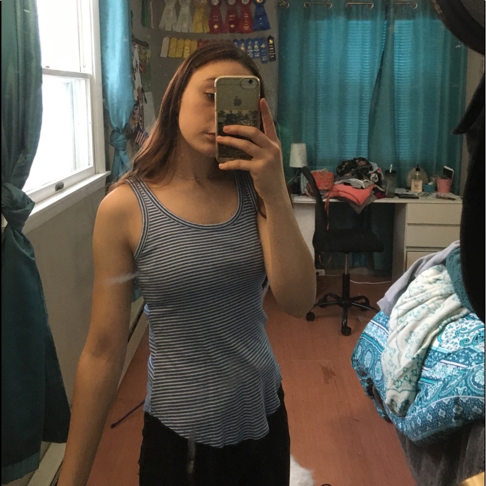 Blue and white striped tank top from Loft!